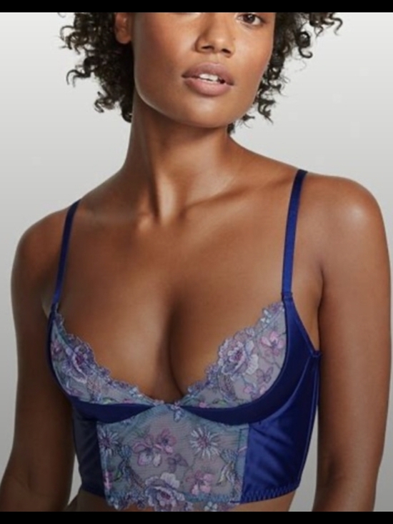 Victoria's Secret Other - Victoria's Secret Navy Blue And Deep Purple Floral Lace Bra